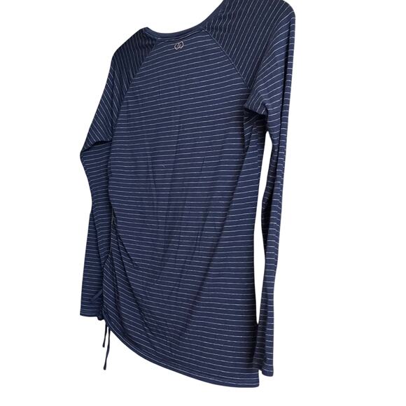 CALIA LONG SLV PULL-OVER RND NECKLINE TOP, WOMEN, L, NAVY BLUE & GREY PINSTRIPES - Picture 5 of 10